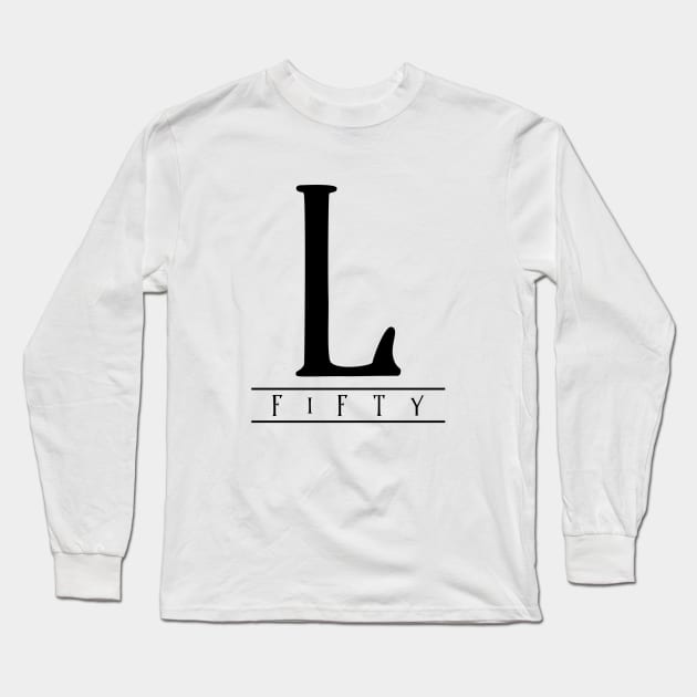 L (Fifty) Black Roman Numerals Long Sleeve T-Shirt by VicEllisArt